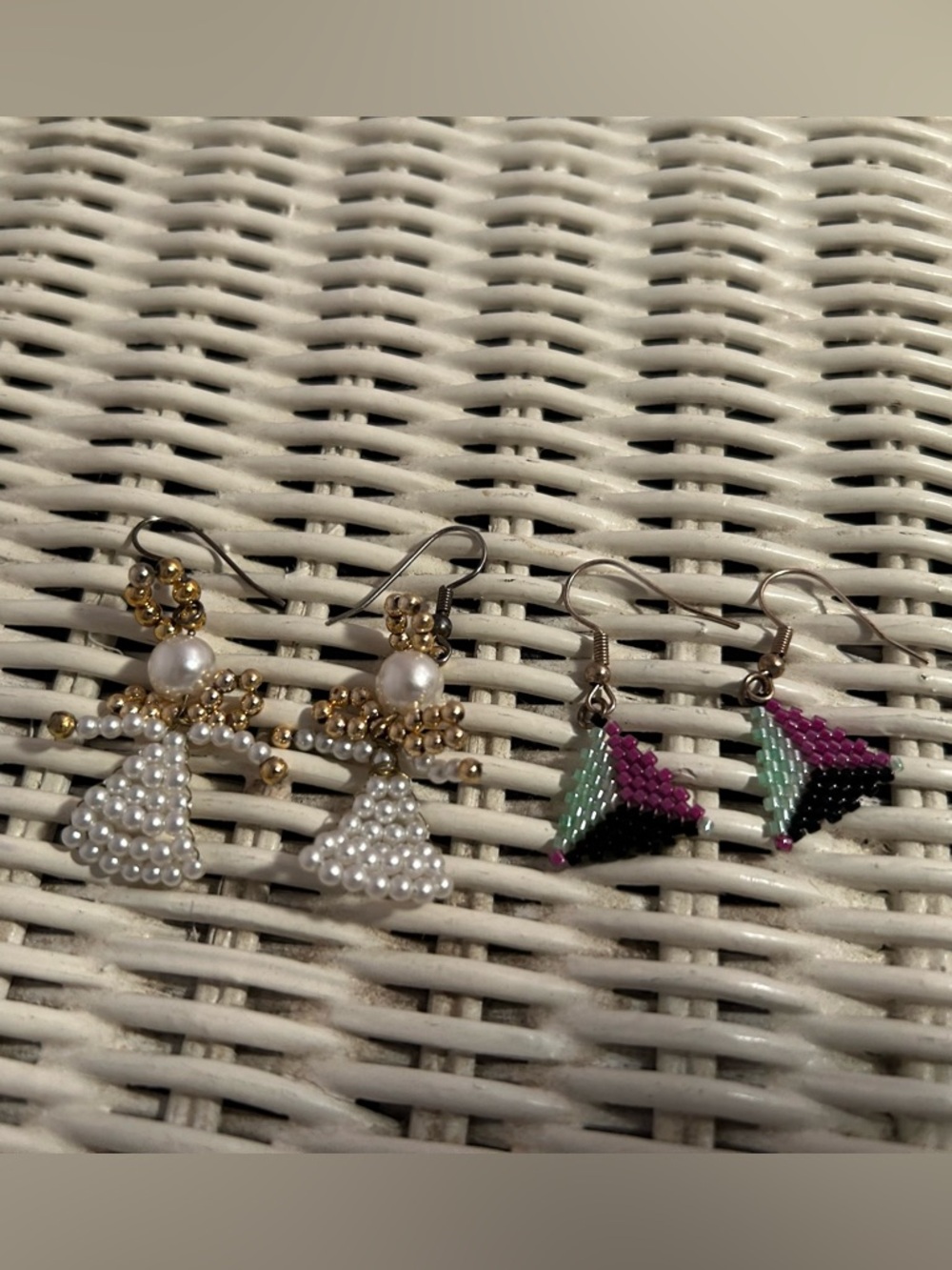 Handmade Beaded Angel & Geometric Dangle Earrings Bundle